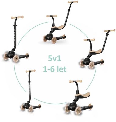 Qplay Koloběžka / odrážedlo Sema Evo s LED světly Khaki 1 ks