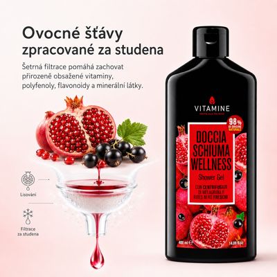 Erboristica Vitamine Wellness sprchový gel granátové jablko a černý rybíz 400 ml