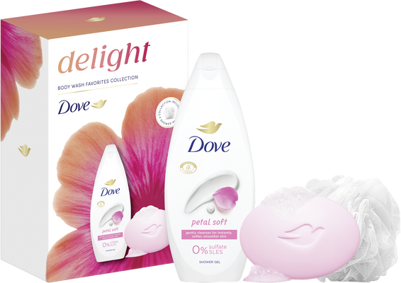 Dove Petal Soft kazeta se sprchovou houbou