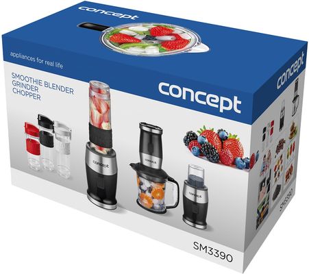 Concept Fresh&Nutri Černý smoothie mixér, chopper, mlýnek + 2 lahve 570 ml + 400 ml