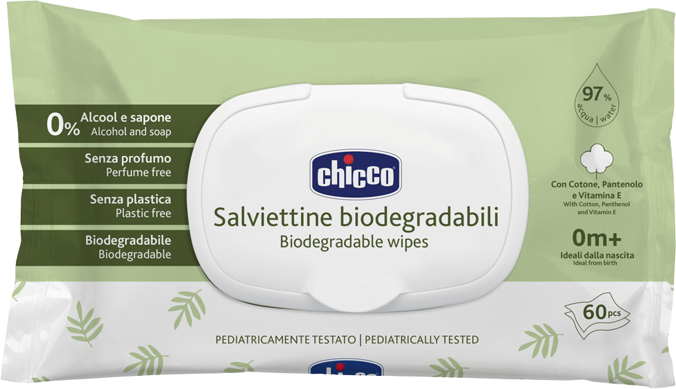 Chicco Dětské vlhčené ubrousky bez obsahu plastů 60 ks