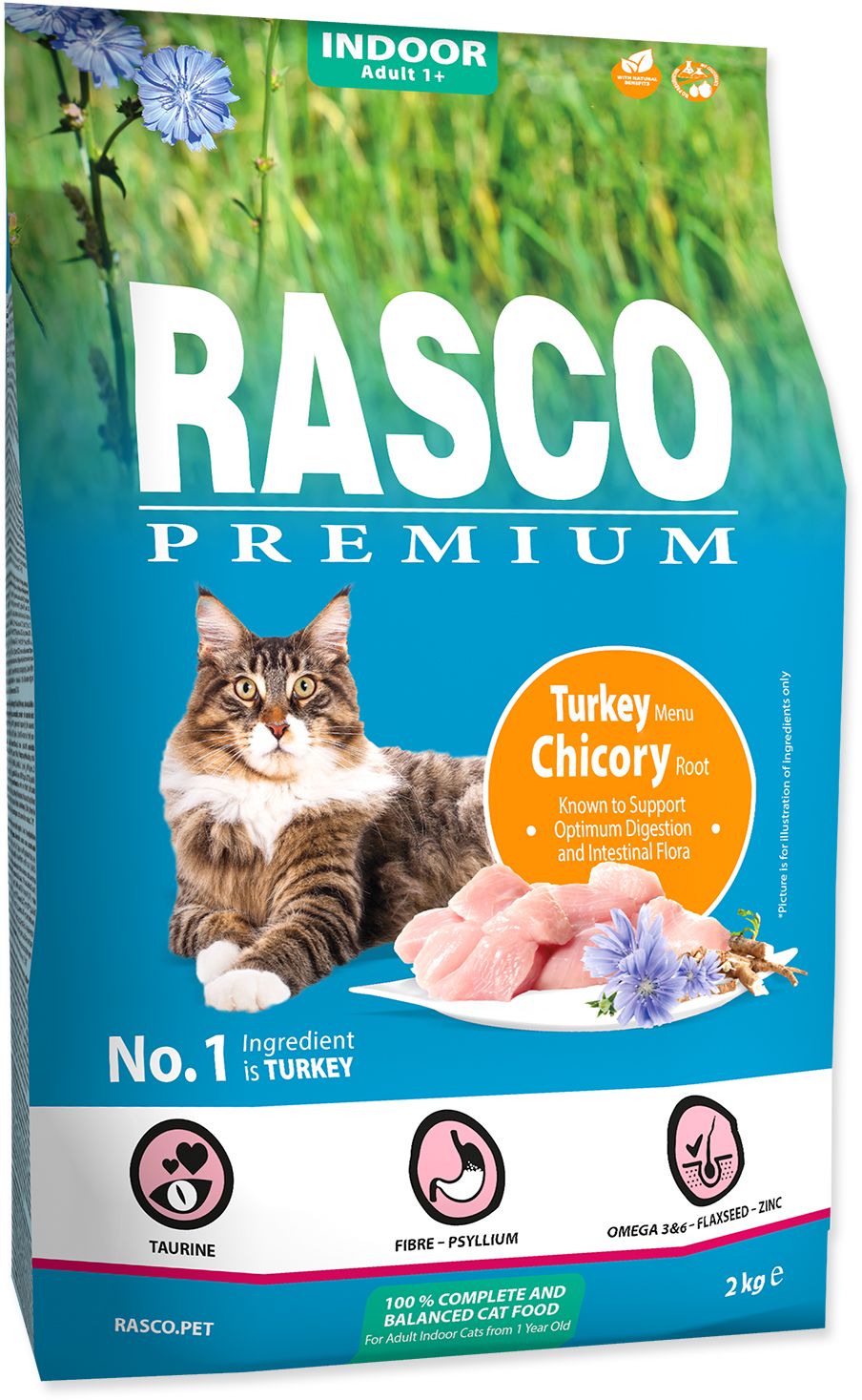 RASCO PREMIUM Cat Indoor, Turkey, Chicori Root 2 kg
