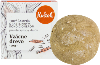 Kvitok Tuhý šampon s kondicionérem pro tmavé vlasy Vzácné dřevo XXL 50 g