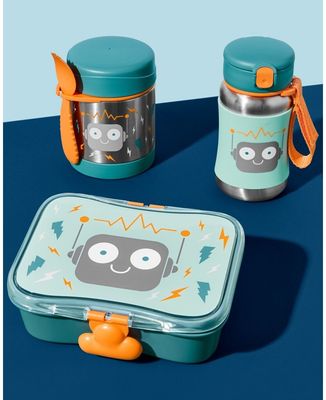 Skip Hop Spark Style Láhev s brčkem na vodu nerez Robot 12m+ 350 ml