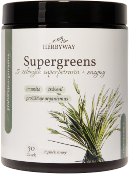Herbyway Super Greens 5 zelených superpotravin +enzymy