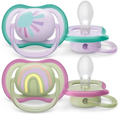 Philips Avent Šidítko Ultra air Obrázek 0-6m dívka (duha) 2 ks