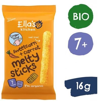Ella's Kitchen BIO křupavé tyčky s kukuřicí a mrkví 16 g