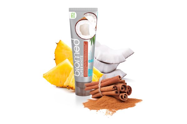 Biomed superwhite, přírodní pasta, s kokosovým olejem, skořice, pro citlivé zuby