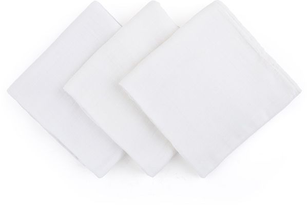 Petite&Mars Sada plen bambusová mušelínová Moussy Total White, 68 x 68 cm 3 ks