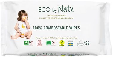 Eco by Naty Vlhčené ubrousky bez vůně pro citlivou pokožku 56 ks