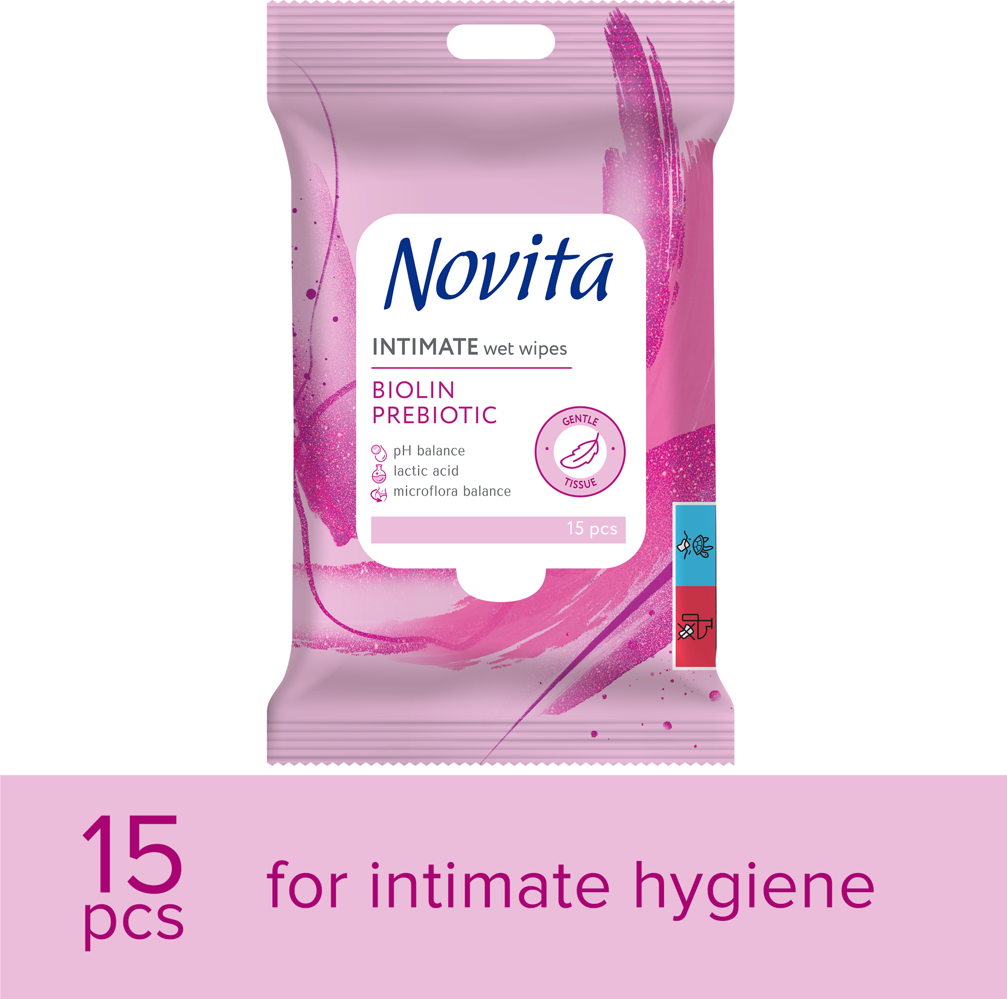 Novita Biolin Prebiotic Vlhčené ubrousky na intimní hygienu