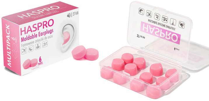 Haspro Mold6 silikonové špunty do uší, růžové 6 párů 12 ks