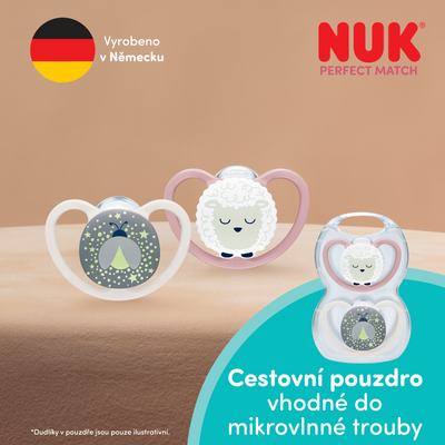 Nuk Dudlík Perfect Match AIR Night Sheep 0-6m 2 ks