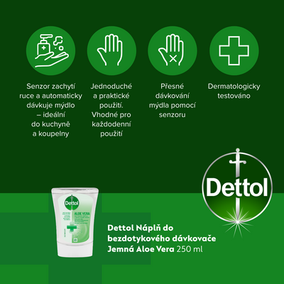 Dettol Náplň do bezdotykového dávkovače Aloe Vera 250 ml