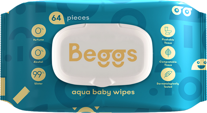 Beggs Vlhčené splachovatelné ubrousky 64 ks