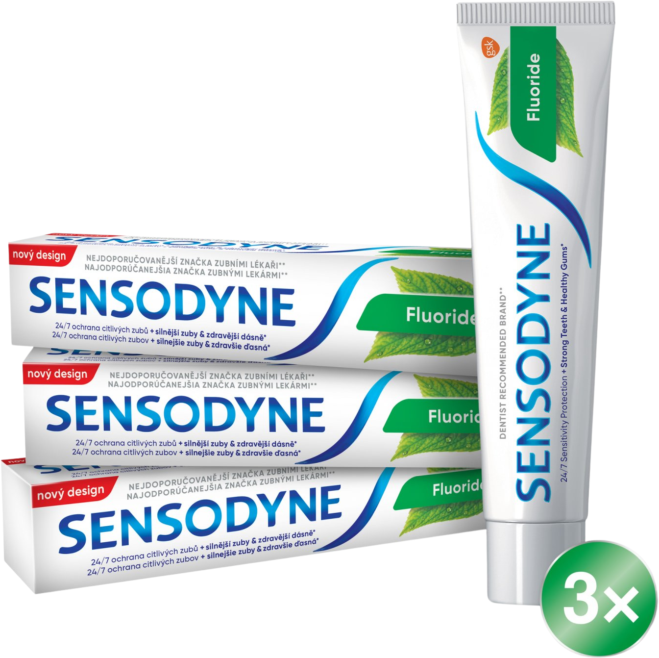 Sensodyne Fluoride Zubní pasta 3 x 75 ml