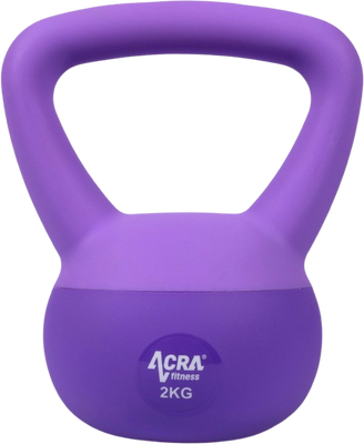 Acra Soft PVC Kettlebell fialový 2 kg