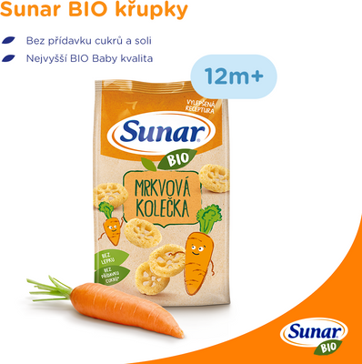 Sunar BIO dětské křupky mrkvová kolečka 45 g