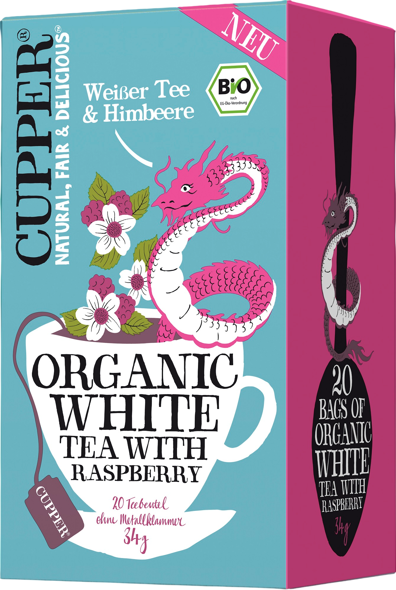 Cupper BIO Bílý čaj s malinami 20 x 1.7 g