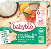 Babybio rýžová kaše s broskví a hruškou 4 x 85 g