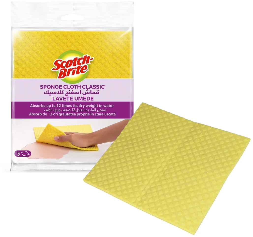 3M Scotch-Brite™ Classic houbová utěrka, žlutá 5 ks