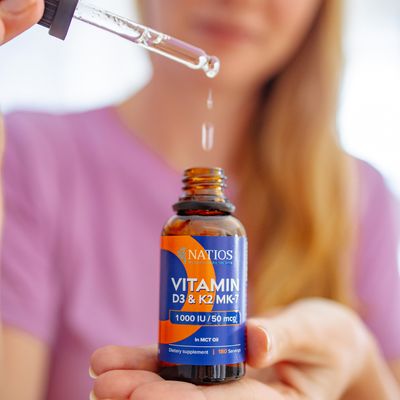 Natios Vegan Vitamin D3 & K2 (MK-7), 1000 IU & 50 mcg, Kapky v MCT oleji 30 ml