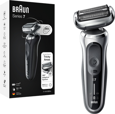 Braun Holicí strojek Series 7 71-S1000s Wet&Dry s cestovním pouzdrem stříbrný