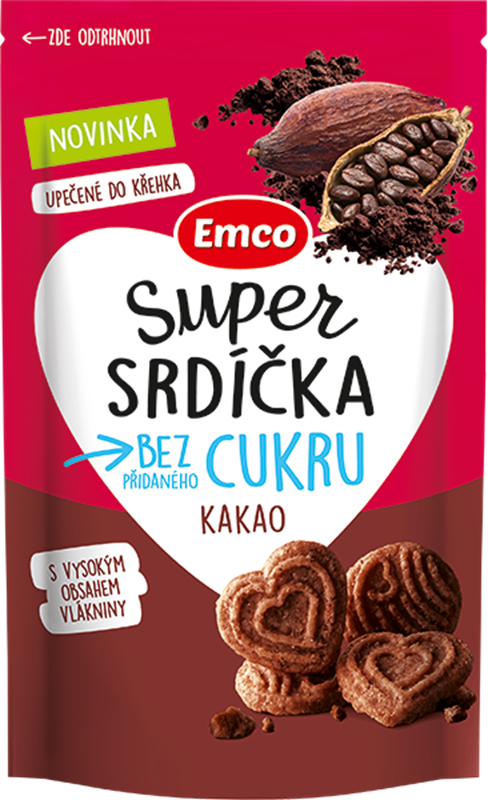 Emco Super srdíčka kakao 140 g