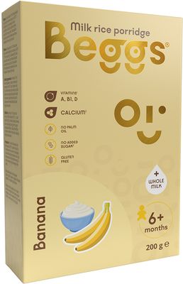 Beggs Mléčná rýžová kaše banánová 200 g