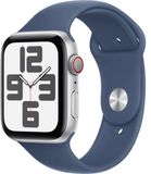 Apple Watch SE (2024) Cellular 44mm Stříbrný hliník s denimovým sportovním řemínkem M/L