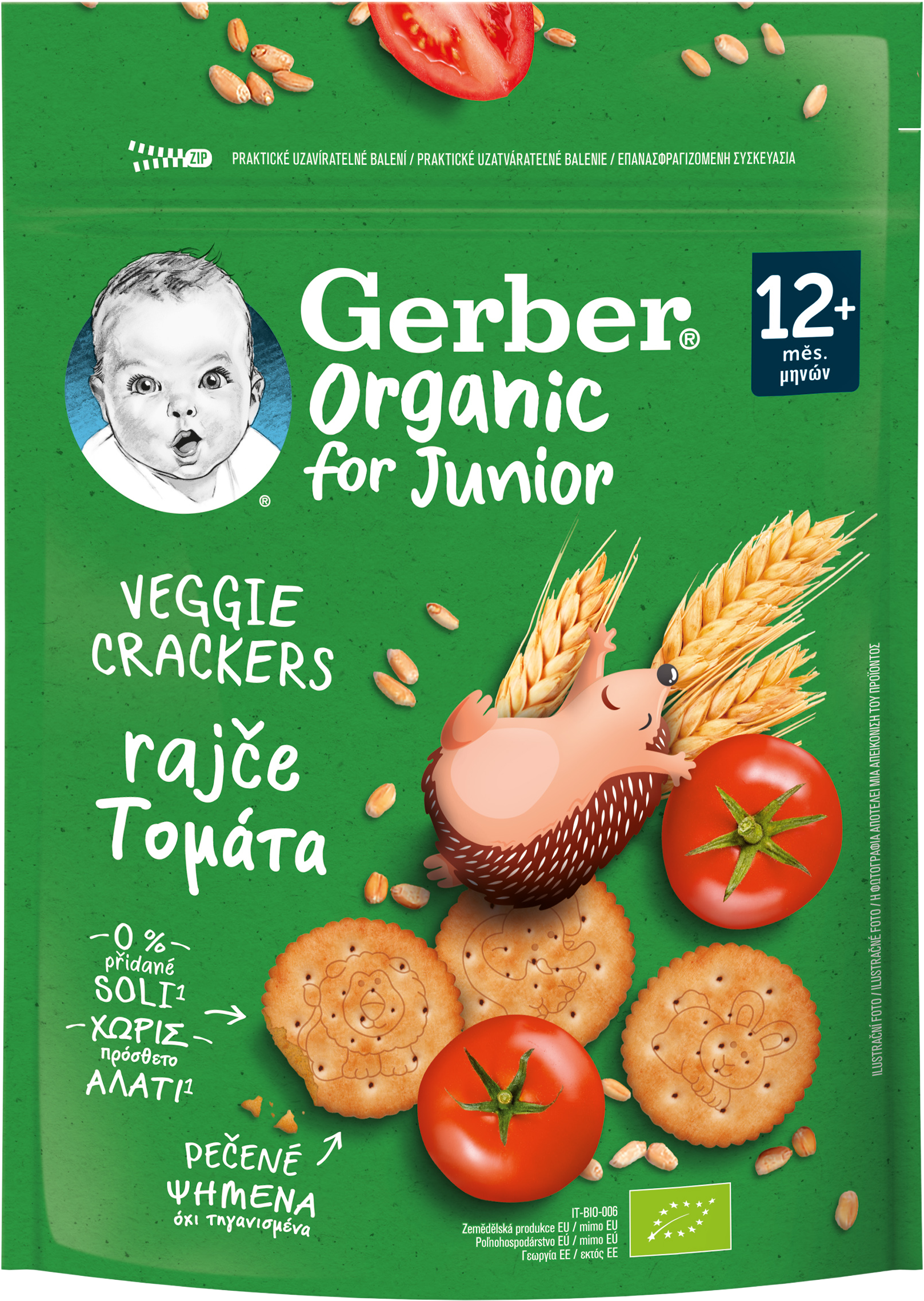 Gerber Organic Junior Veggie krekry s rajčaty 100 g