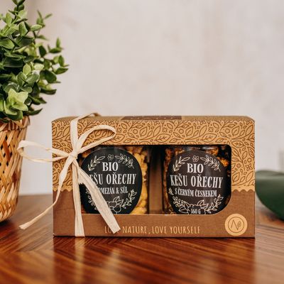 Natu Dárkový set BIO kešu ořechů deluxe II., 2 x 160 g