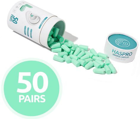 Haspro Tube50 Špunty do uší, mátové 100 ks