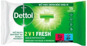 Dettol Dezinfekční ubrousky 2v1 na ruce a povrchy 15 ks