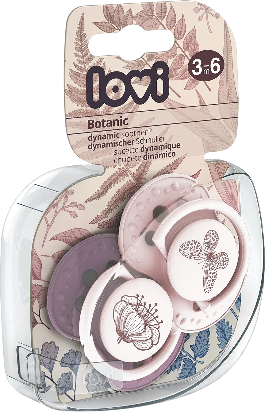 LOVI Dudlík silikonový dynamický Botanic dívka 3-6m 2 ks