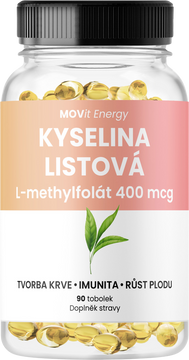 MOVit Energy Kyselina Listová L-methylfolát 400 mcg, 90 tobolek