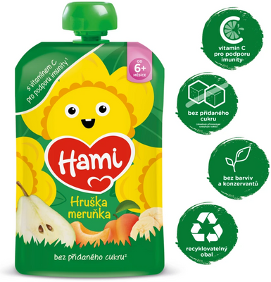 Hami příkrm kapsička Jablko, hruška, banán a meruňka 100 g