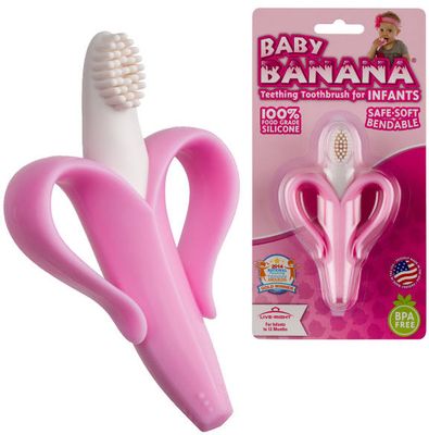 Baby Banana První kartáček - Banán - růžový