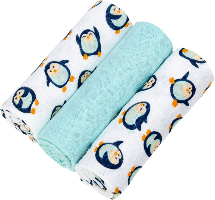 T-Tomi Pleny bambusové BIO 70x70 cm, penguins 3 ks