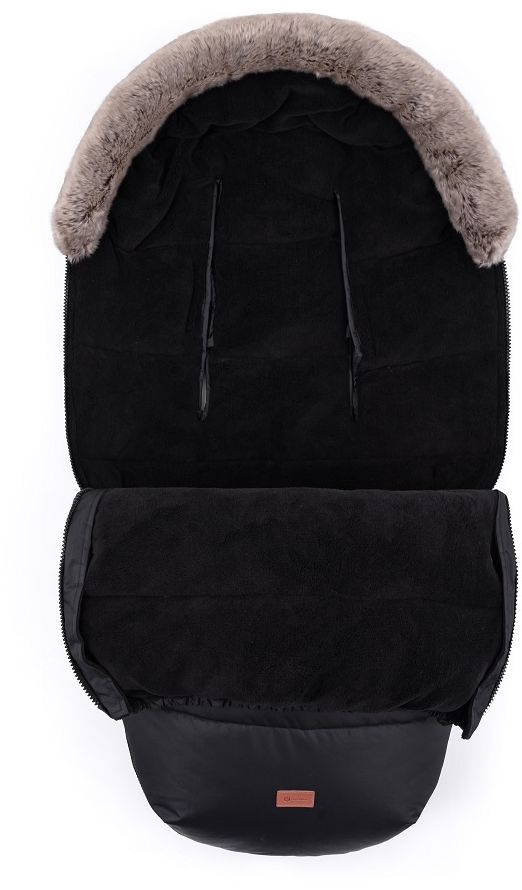 Petite&Mars Set zimní fusak Comfy 4v1 + rukavice na kočárek Furry Forever Black