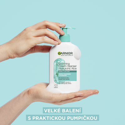 Garnier Skin Naturals zklidňující čisticí krém s kyselinou hyaluronovou a aloe vera, 250 ml