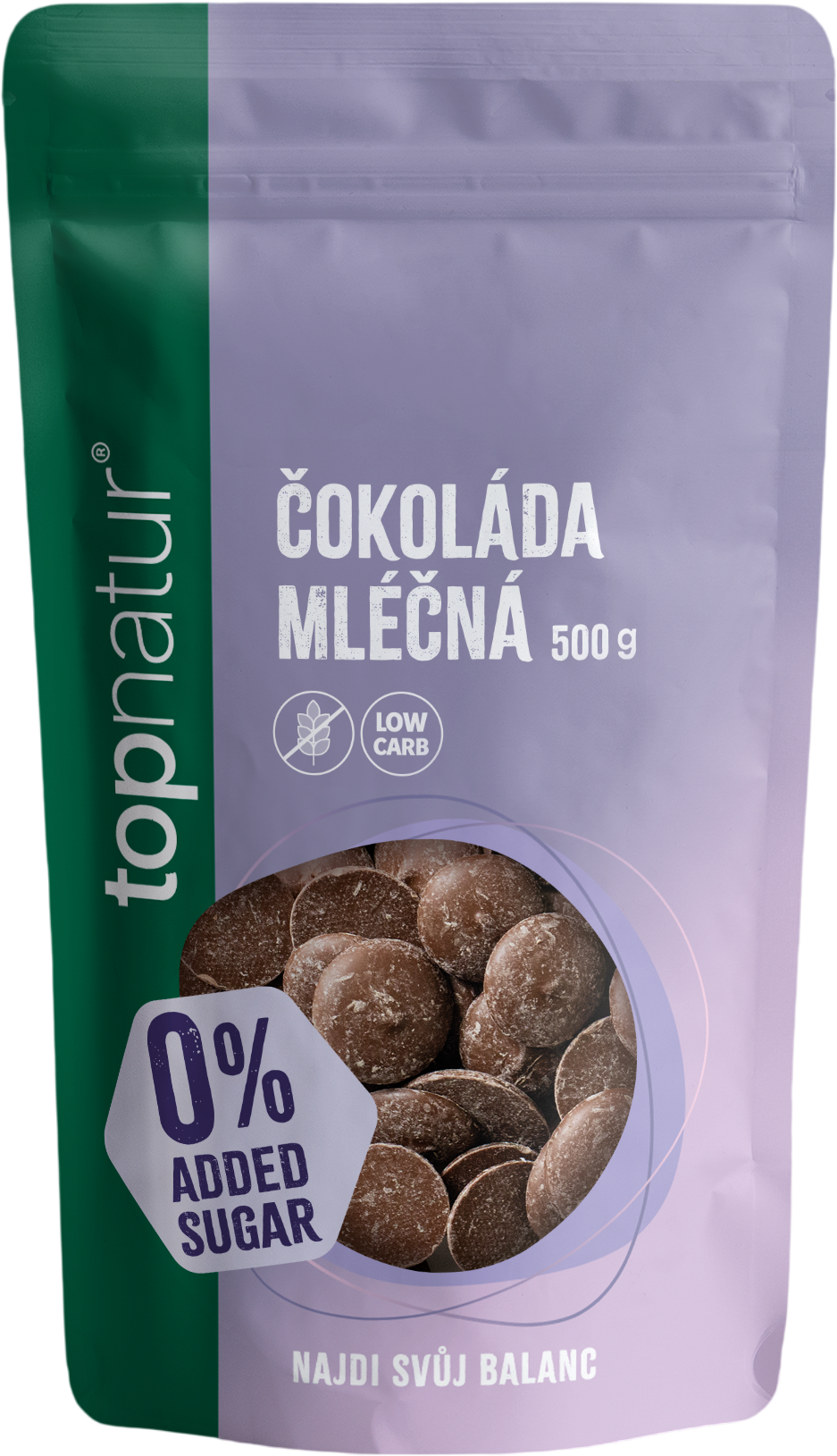 Topnatur No Added Sugar Čokoláda mléčná 500 g