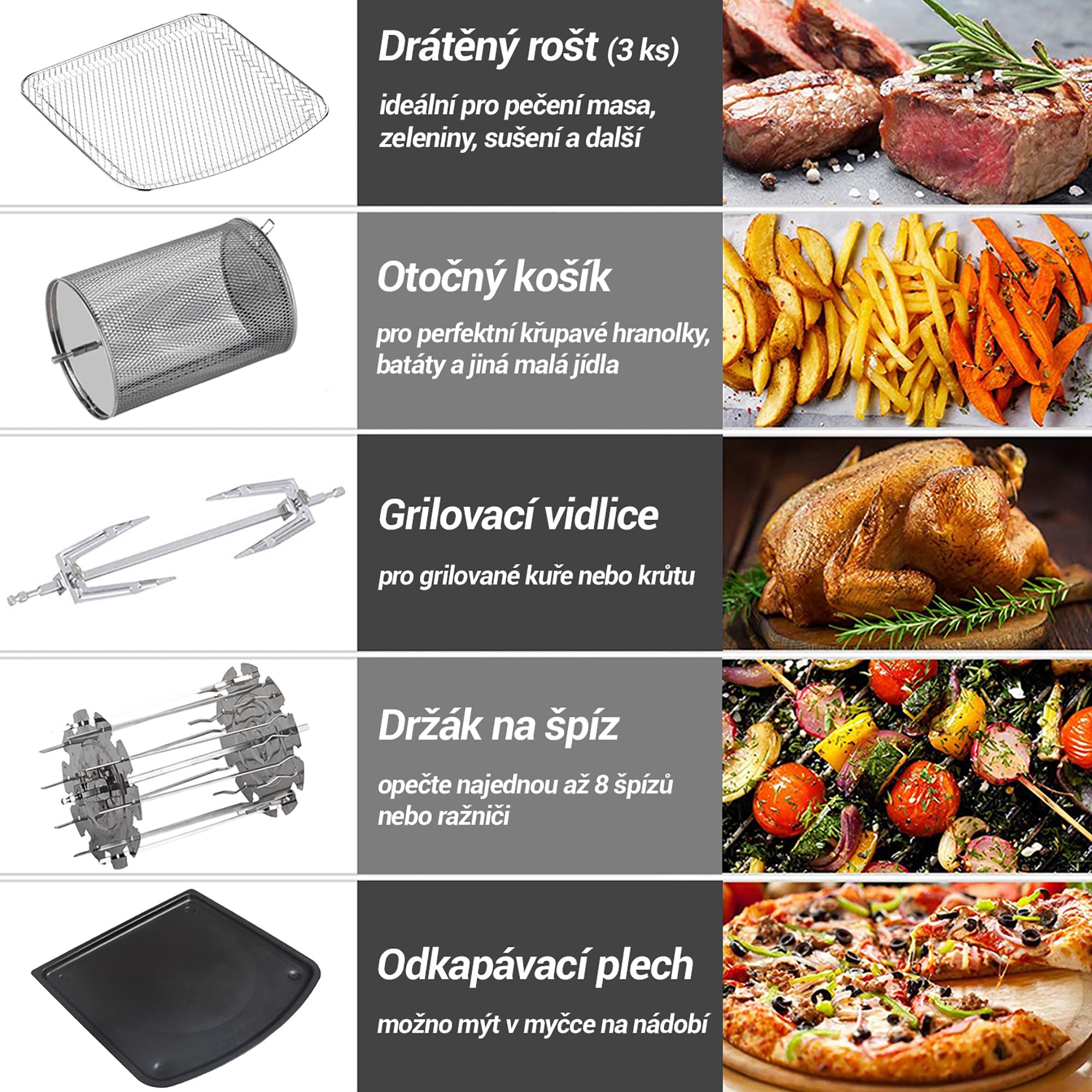Tesla AirCook & Grill QG800 WiFi - multifunkční digitální horkovzdušná fritéza s grilem