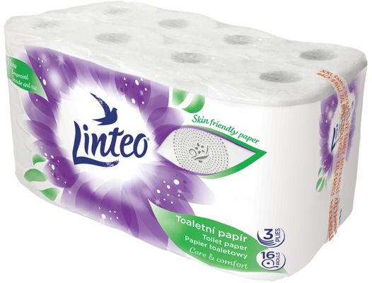 Linteo Toaletní papír 3vrstvý, bílý 16 ks