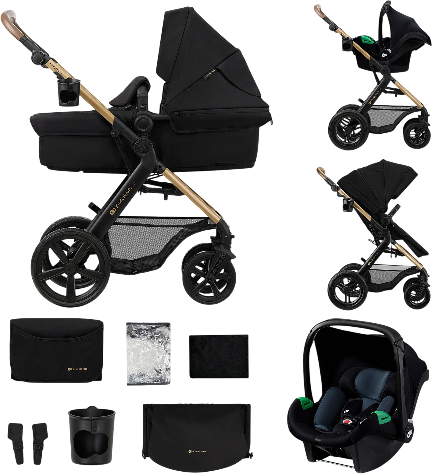 Kinderkraft Kombinovaný kočárek 3v1 Moov 2 XL Air Black