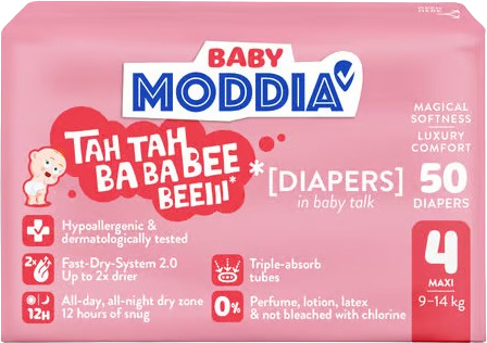 Moddia Baby Jednorázové plenky 4 Maxi (9–14 kg), 50 ks
