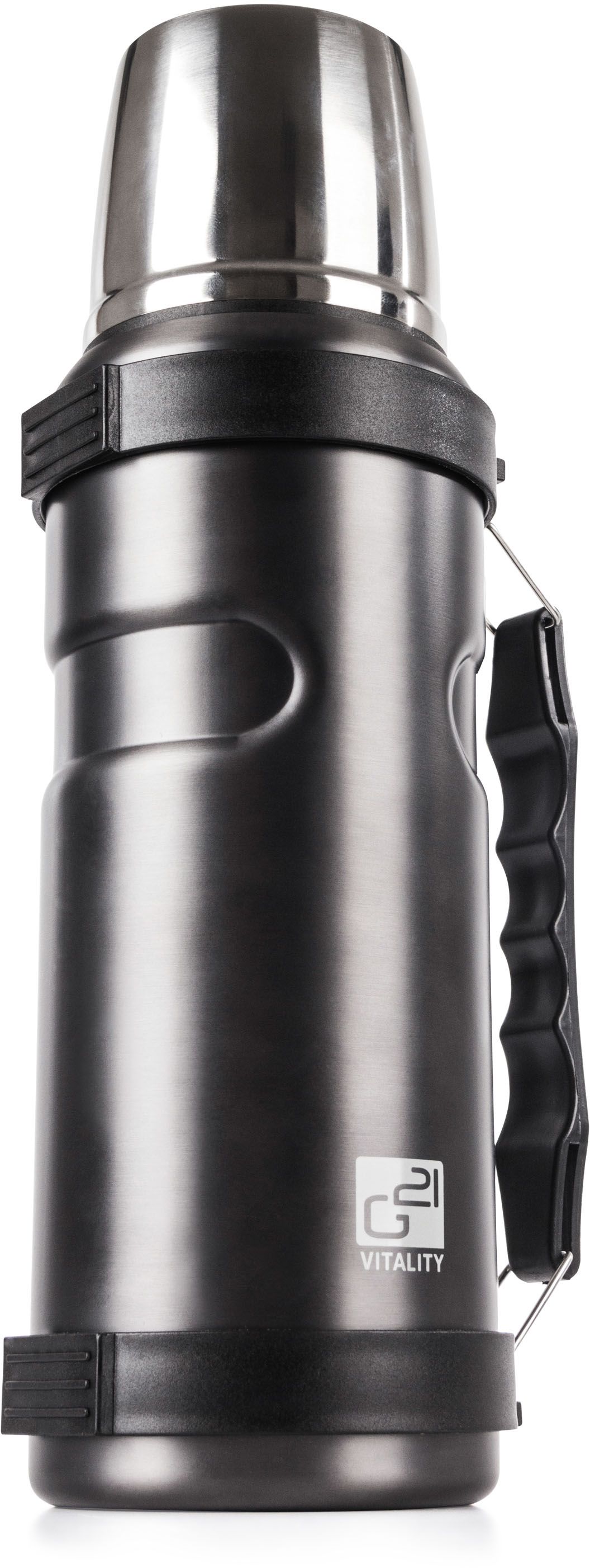 G21 Termoska na pití, ocelově šedá s rukojetí 1000 ml