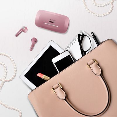 Tesla Sound EB20 - bezdrátová Bluetooth sluchátka (Pearl Pink)