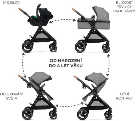 Kinderkraft Kočárek kombinovaný 3v1 Esme Pro Moonlight Grey