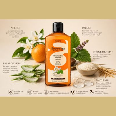 Erboristica Přírodní sprchový gel Patchouli & Neroli - vitalita a sametová hebkost 400 ml